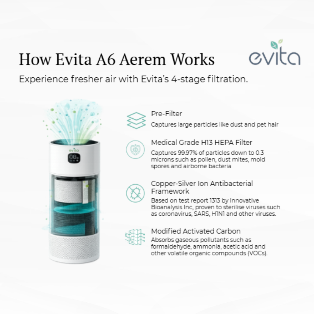 EVITA Buy 2 Get 1 Free Special Offer - 2 A6 Aerem Air Purifiers + 1 Free A6 Aerem Air Purifier