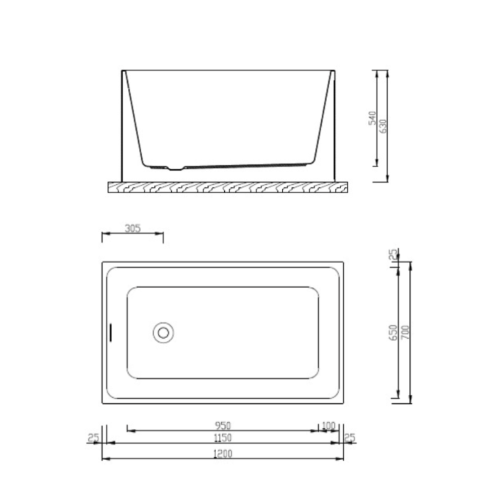 [Pre-Order] EVITA EBT-1103 120cm White Rectangular Freestanding Bathtub with Drainer