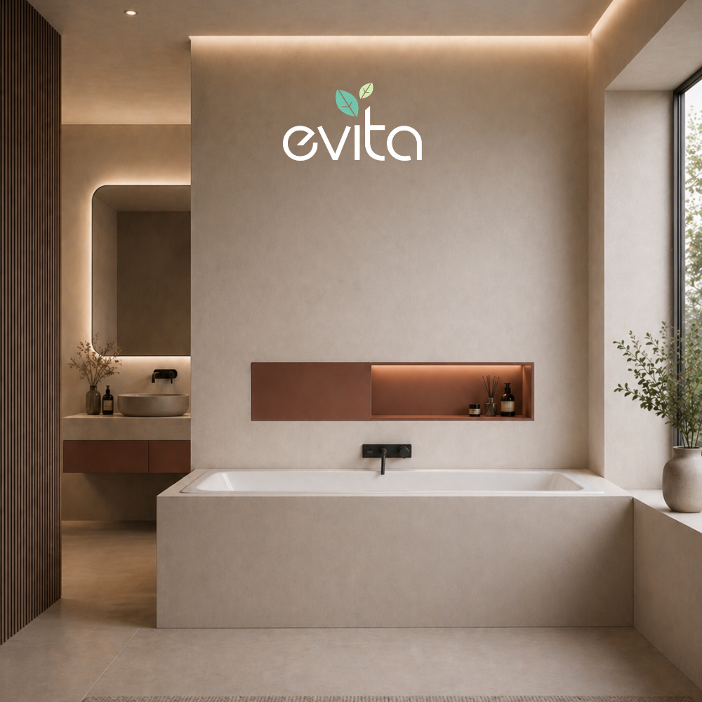 [Pre-Order] EVITA EBT-1002 140 / 150 / 160 / 170 / 180 cm White Rectangular Built-In Bathtub with Drainer