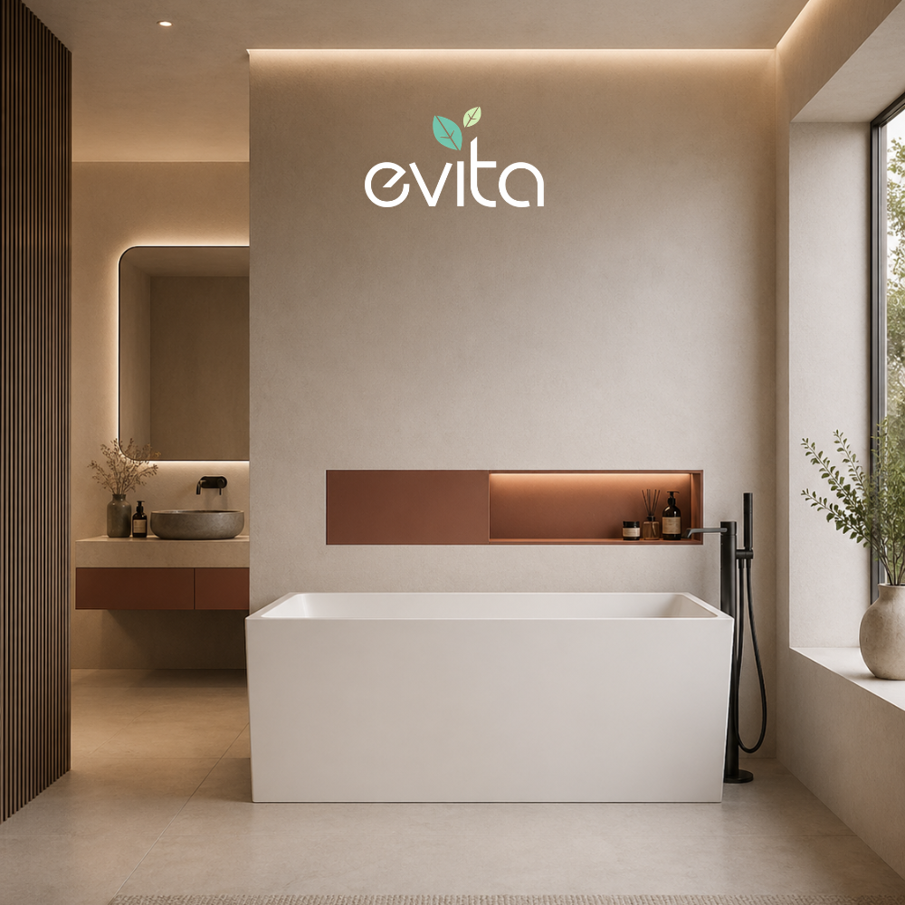 [Pre-Order] EVITA EBT-1103 120cm White Rectangular Freestanding Bathtub with Drainer