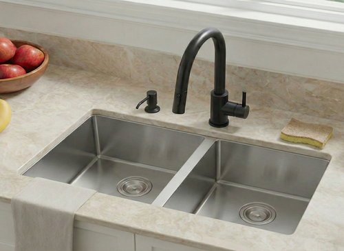EVITA EKS-DU48 | 480mm + 310mm SUS316 Undermount Double Bowl Kitchen Sink