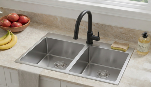 EVITA EKS-DT38 | 390mm + 390 mm SUS316 Top Mount Double Bowl Kitchen Sink
