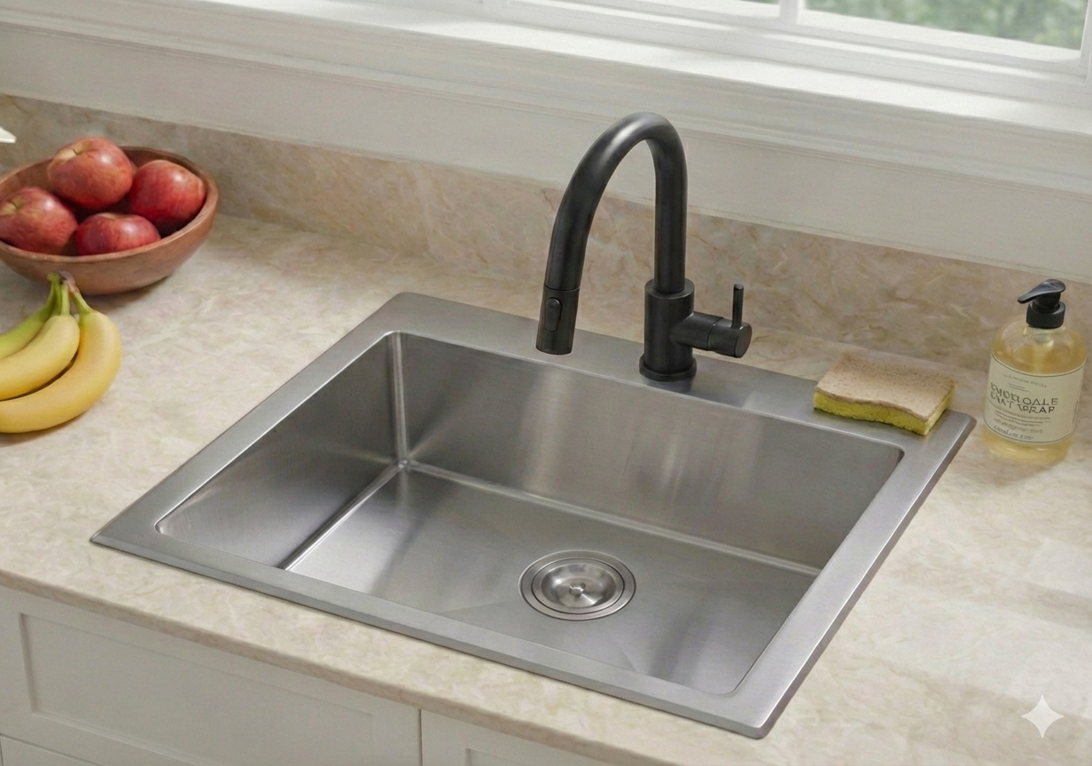 EVITA EKS-ST58 | 580mm SUS316 Top Mount Single Bowl Kitchen Sink