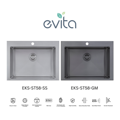 EVITA EKS-ST58-SS/EKS-ST58-GM SUS316 单碗船用级厨房水槽