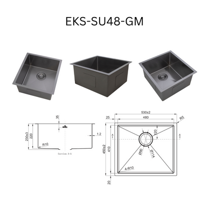 EVITA EKS-SU48-SS/EKS-SU48-GM SUS316 单碗船用级厨房水槽