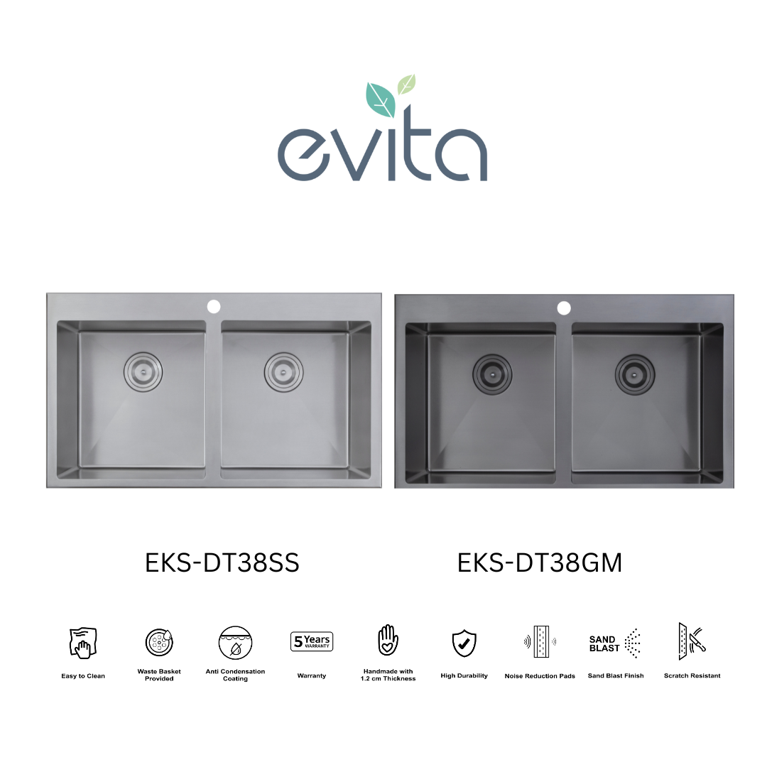EVITA EKS-DT38-SS/EKS-DT38-GM SUS316 双碗船用级厨房水槽