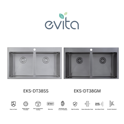 EVITA EKS-DT38-SS/EKS-DT38-GM SUS316 双碗船用级厨房水槽