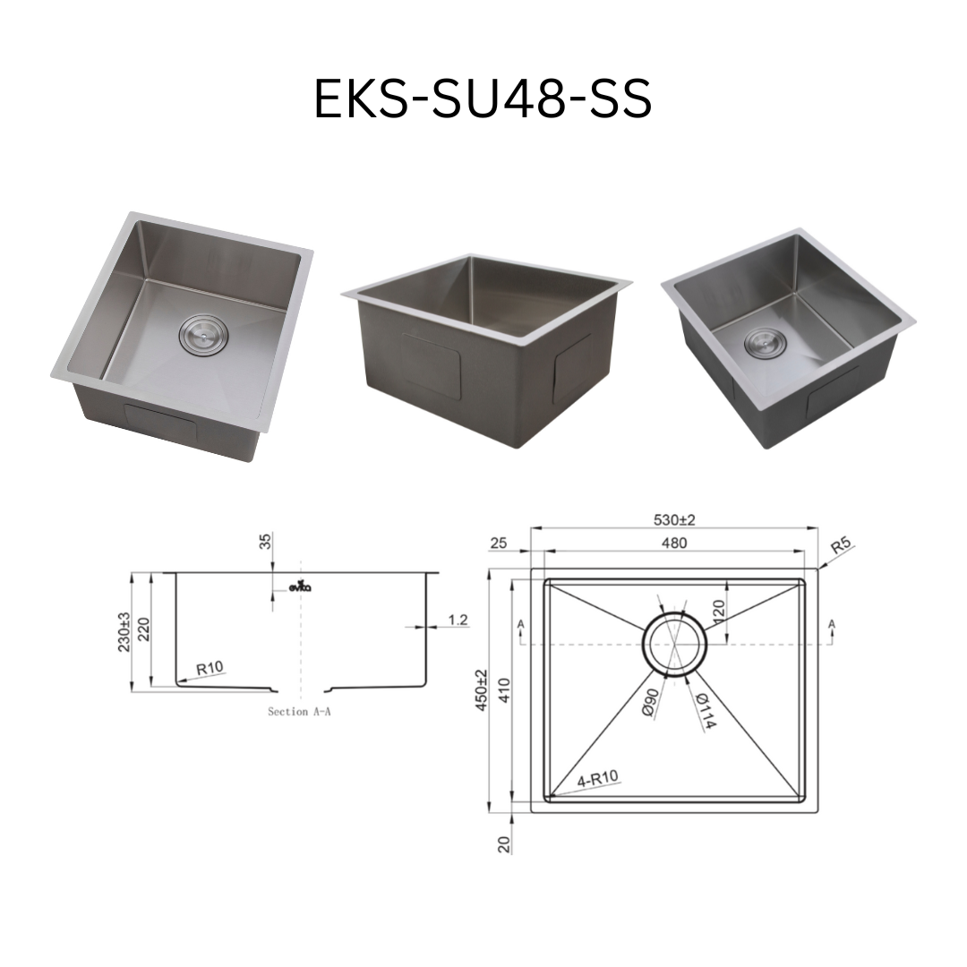 EVITA EKS-SU48-SS/EKS-SU48-GM SUS316 单碗船用级厨房水槽