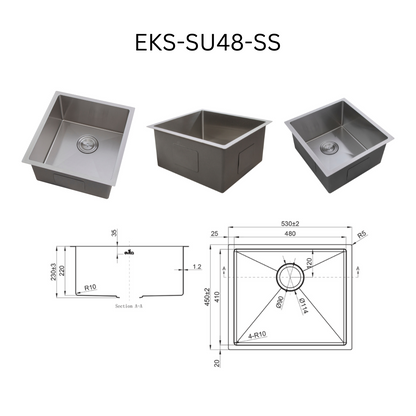 EVITA EKS-SU48-SS/EKS-SU48-GM SUS316 单碗船用级厨房水槽