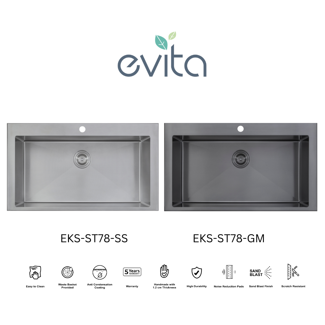 EVITA EKS-ST78-SS/EKS-ST78-GM SUS316 双碗船用级厨房水槽