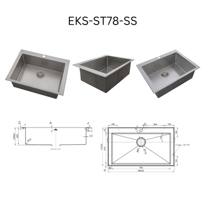 EVITA EKS-ST78-SS/EKS-ST78-GM SUS316 双碗船用级厨房水槽
