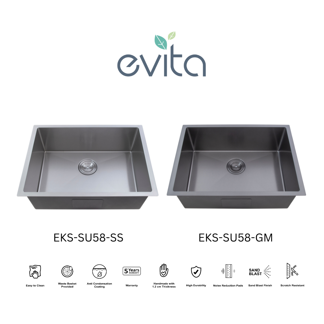 EVITA EKS-SU58-SS/EKS-SU58-GM SUS316 SINGLE BOWL MARINE GRADE KITCHEN SINK