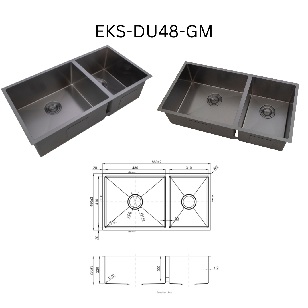 EVITA EKS-DU48-SS/EKS-DU48-GM SUS316 双碗船用级厨房水槽